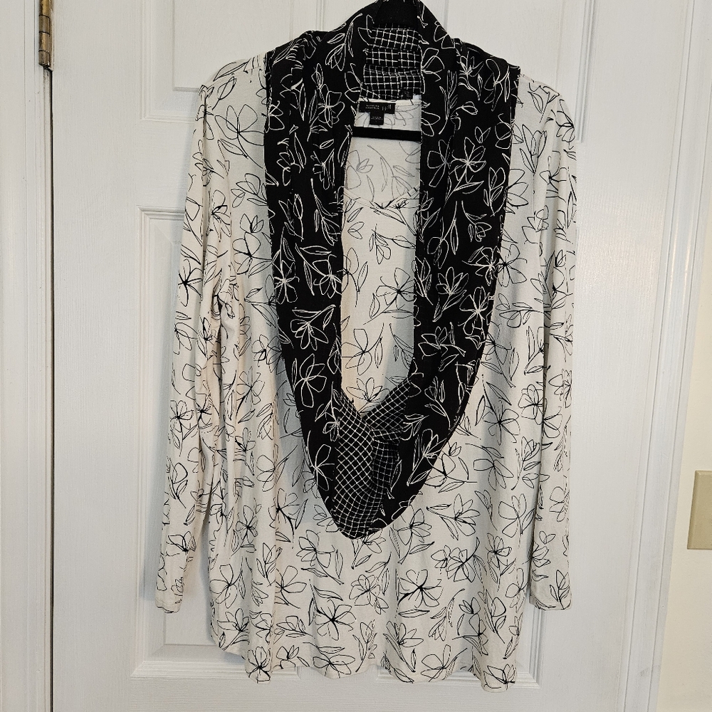 J.Jill Rayon Top With Silk Scarf Set